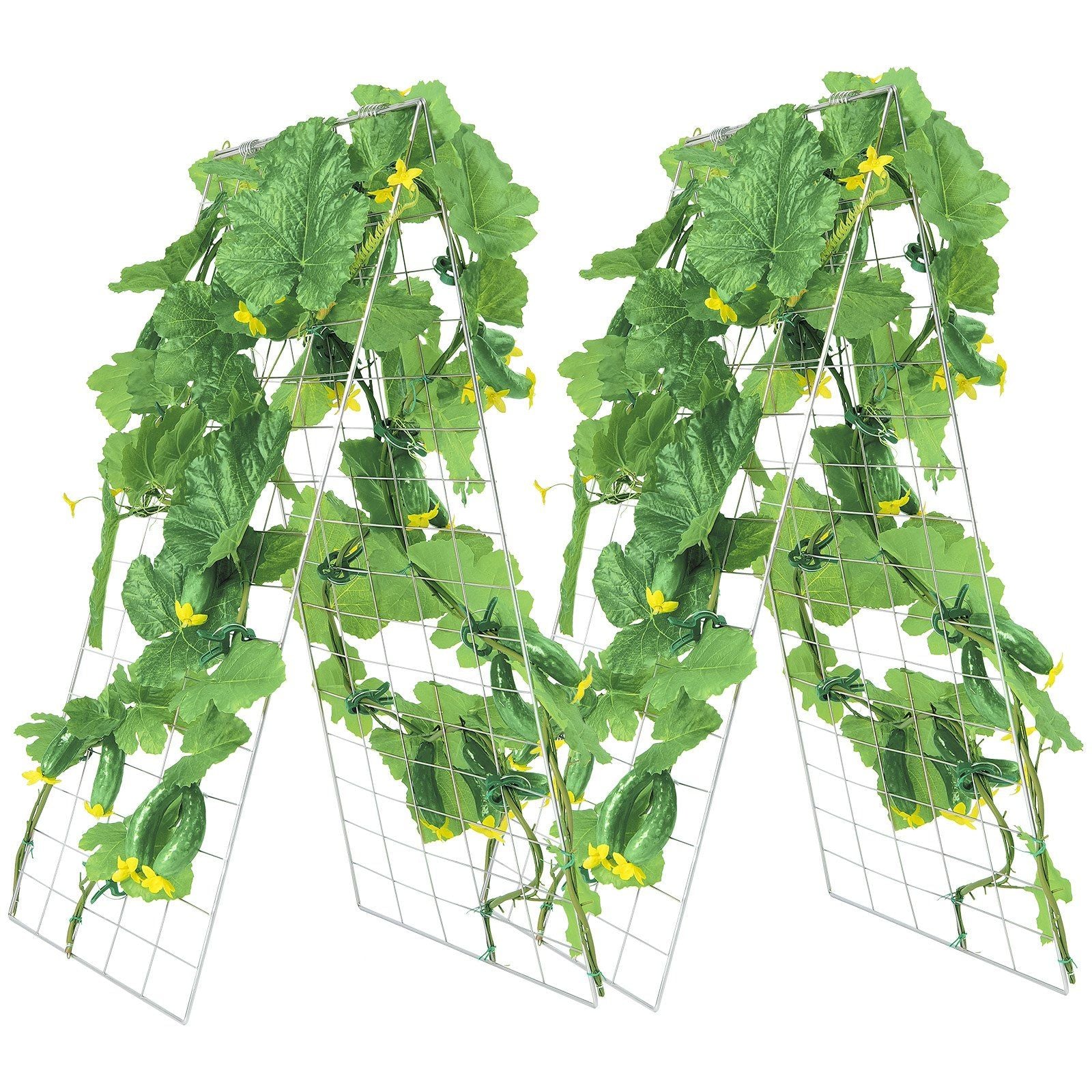 Cucumber Trellis for Climbing Plants, 35" x 55" Foldable Cucumber Trellis Set with Plant Clips, Metal Garden V952-HGPJTXCZAXJ3JGFLUV0