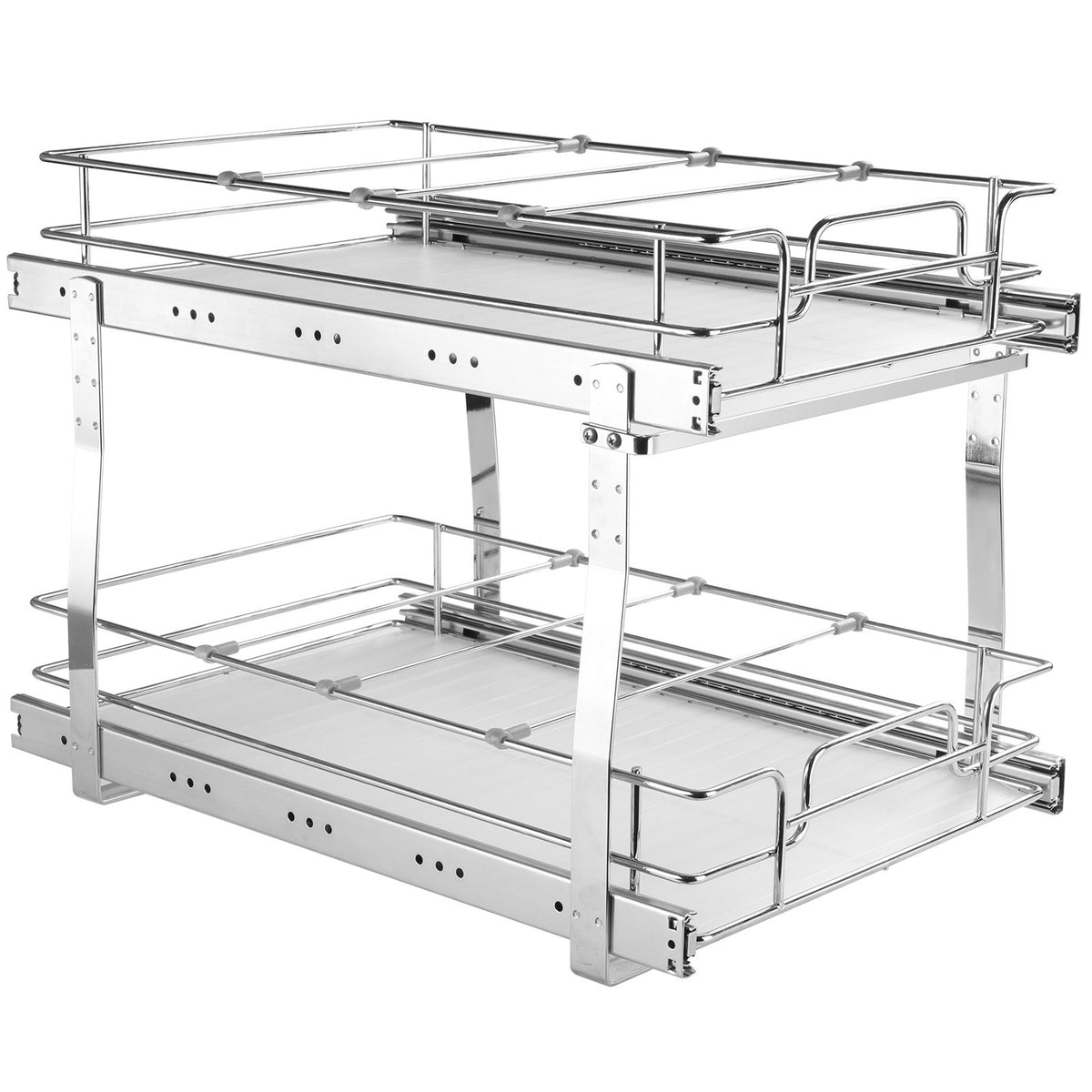 2-Tier Wire Pull Out Cabinet Under Sink Organizer 14x21 Inch Drawer Basket V952-HGS214W21D15H80OCV0