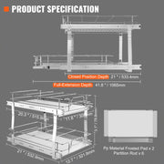 2-Tier Wire Pull Out Cabinet Under Sink Organizer 14x21 Inch Drawer Basket V952-HGS214W21D15H80OCV0