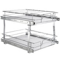 2 Tier 20"Wx21"Dx15"H Pull Out Cabinet Organizer, Heavy Duty Slide Out Pantry Shelves, Steel Roll Out V952-HGS220W21D15HSW3PV0