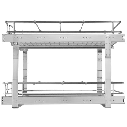 2 Tier 20"Wx21"Dx15"H Pull Out Cabinet Organizer, Heavy Duty Slide Out Pantry Shelves, Steel Roll Out V952-HGS220W21D15HSW3PV0