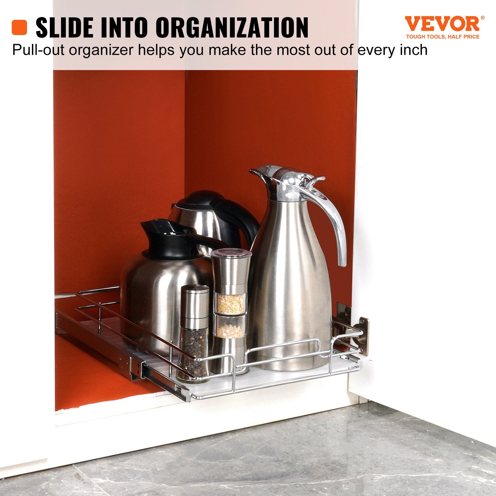 Pull Out Cabinet Under Sink Organizer 11.5 x 16.5 Inch Wire Drawer Basket V952-HGSLLHGSJXYC1UDZFV0