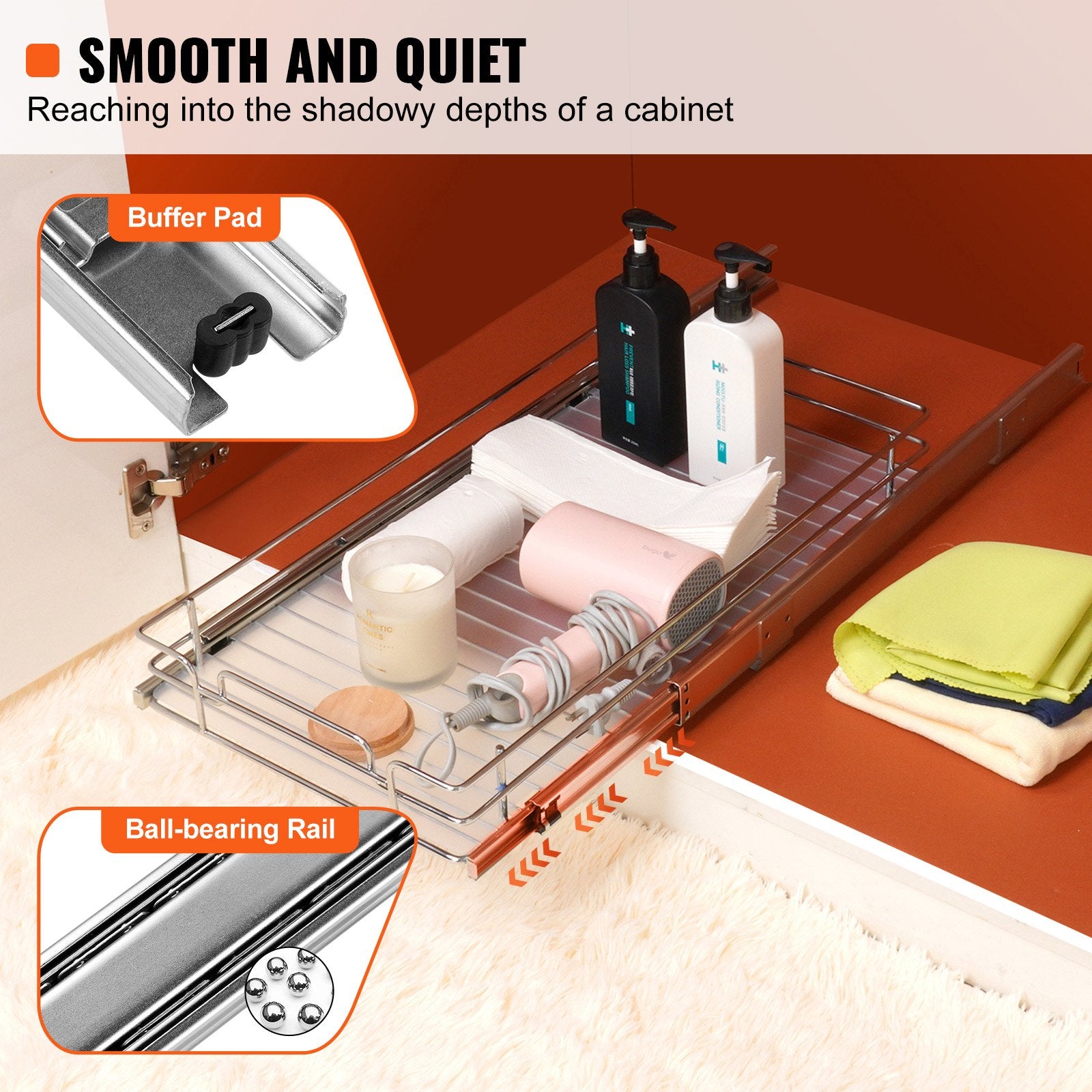 Pull Out Cabinet Under Sink Organizer 11.5 x 16.5 Inch Wire Drawer Basket V952-HGSLLHGSJXYC1UDZFV0
