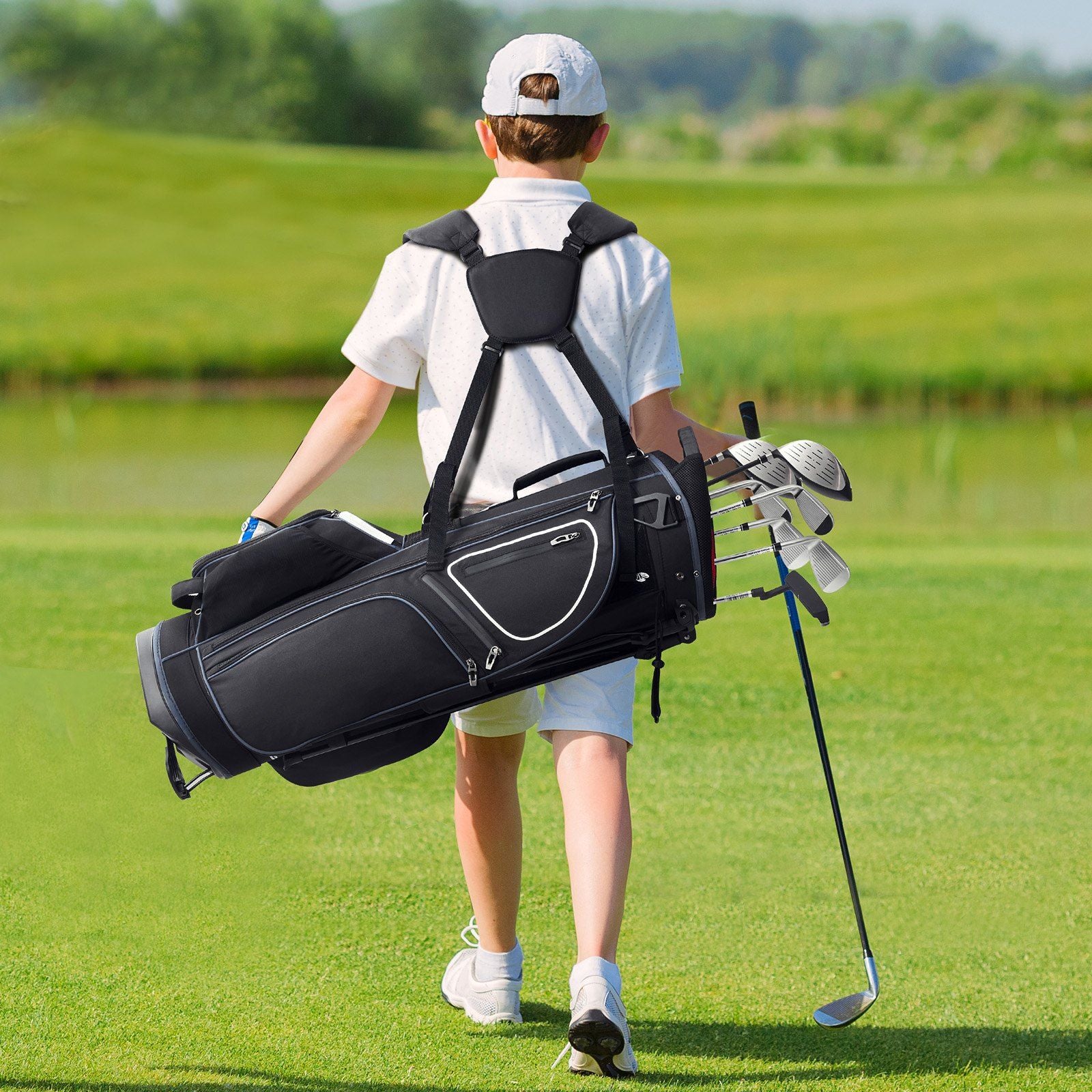 Golf Cart Bag with 14 Way Organizer Divider Top, 35" 11 Pockets Premium Cart Bag with Stand, Durable Golf V952-HHBHHB36YC10TEZZLV0