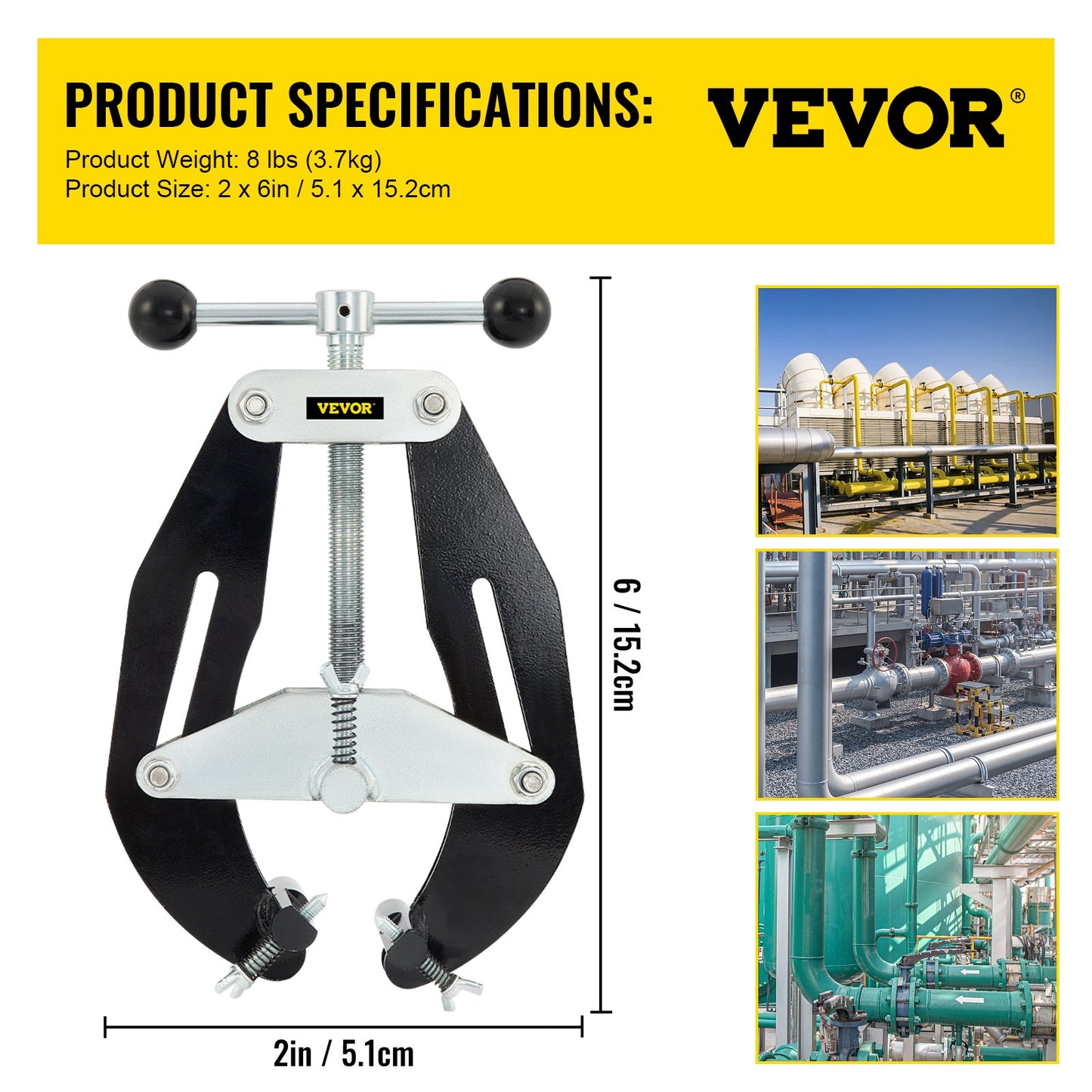 Pipe Clamp, 2 to 6 in, High Strength Ultra Clamp with Quick Acting Screws, Steel Pipe Alignment Tool with V952-HJDGQYCBDD2-6SEUMV0