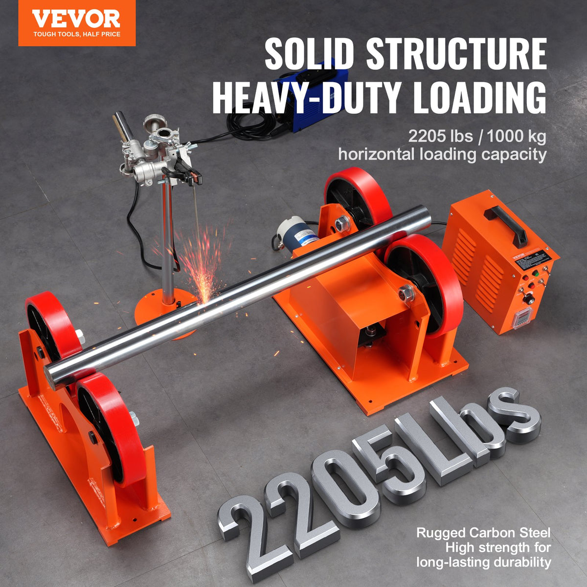 Turning Rolls Linkage Roller, 1000KG/2205LBS Loading Welding Turning Roll, 25-1400mm Diameter, 80-1600 mm/min V952-HJGLJX1000KGVKNQDV3