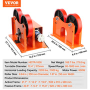 Turning Rolls Linkage Roller, 1000KG/2205LBS Loading Welding Turning Roll, 25-1400mm Diameter, 80-1600 mm/min V952-HJGLJX1000KGVKNQDV3