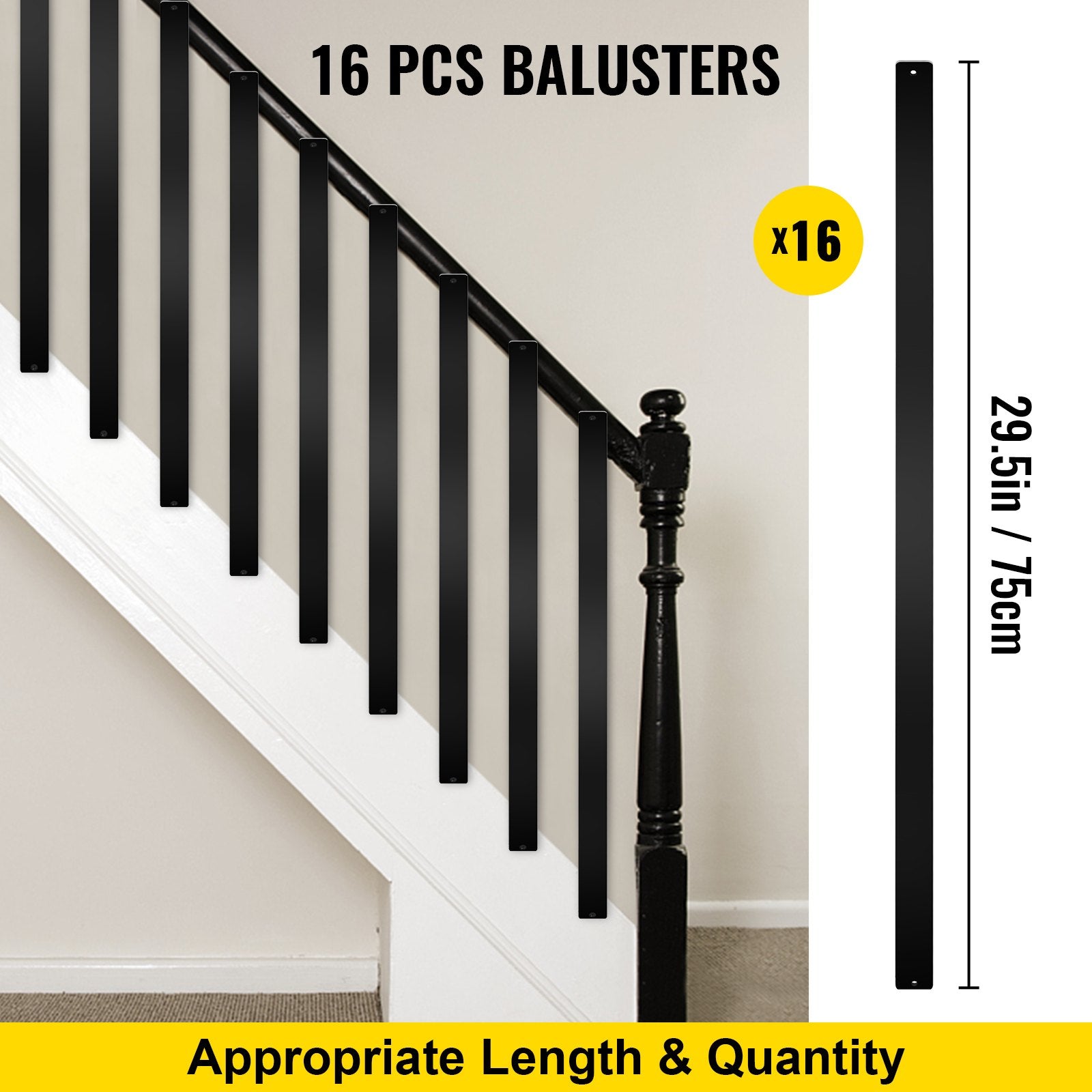 Deck Balusters, 16 Pack Metal Deck Spindles, 29.5""x1"" Staircase Baluster with Screws, Aluminum Alloy Deck V952-HJLGY29.5*115VCRKV0