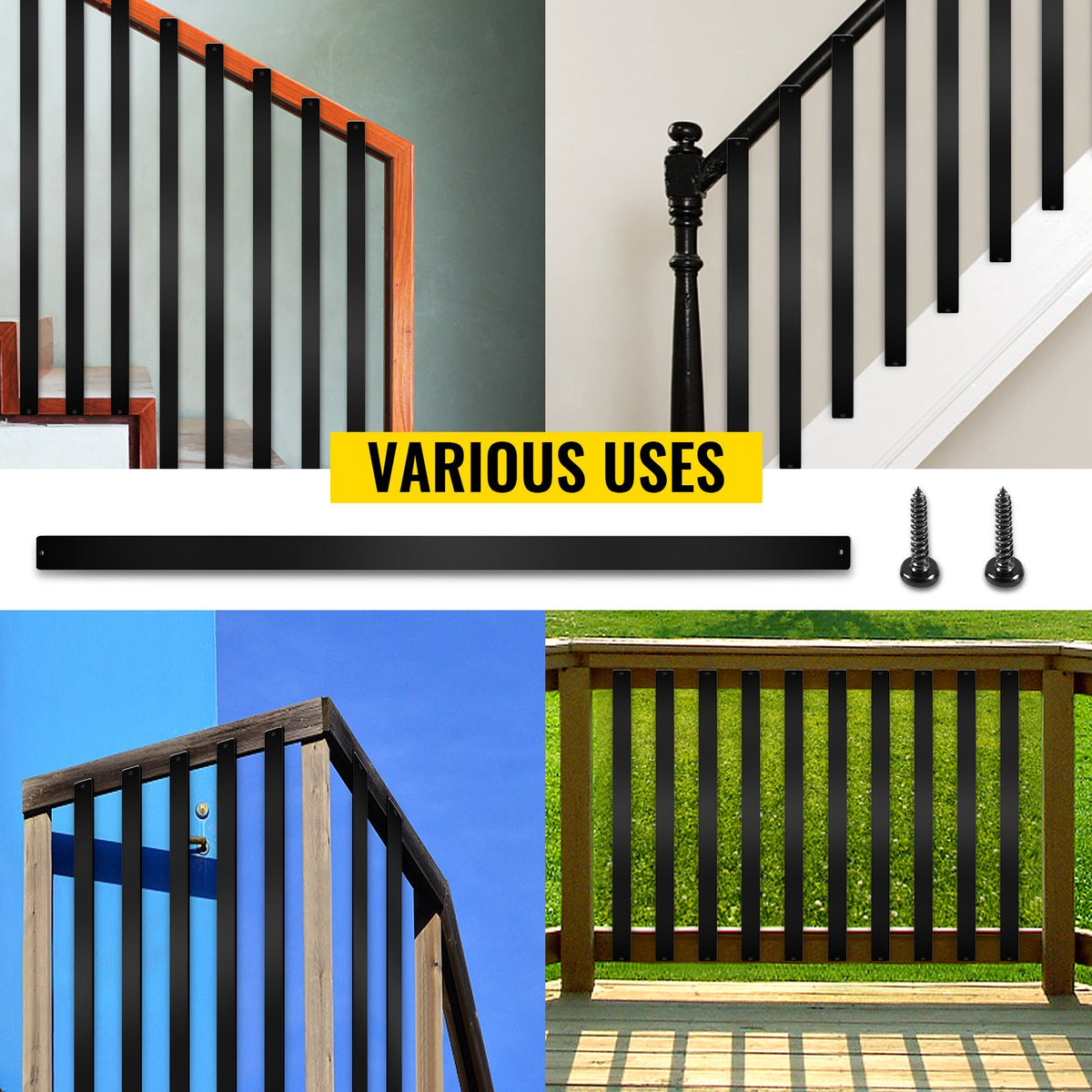 Deck Balusters, 16 Pack Metal Deck Spindles, 29.5""x1"" Staircase Baluster with Screws, Aluminum Alloy Deck V952-HJLGY29.5*115VCRKV0