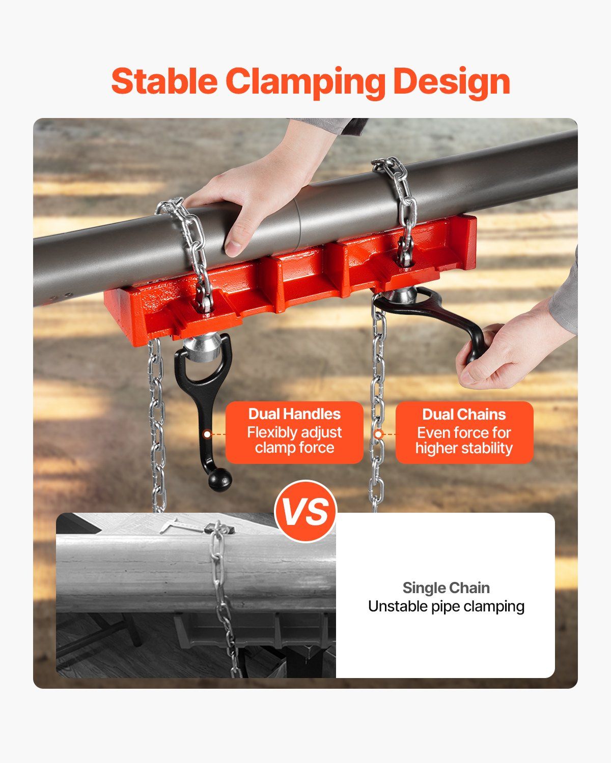 Pipe Welding Vise, 1/2 to 8-inch Pipe Welding Clamp with Dual Chains & Crank Handles, Heavy-Duty Cast Iron V952-HJQ128INCHHSADNZKV0