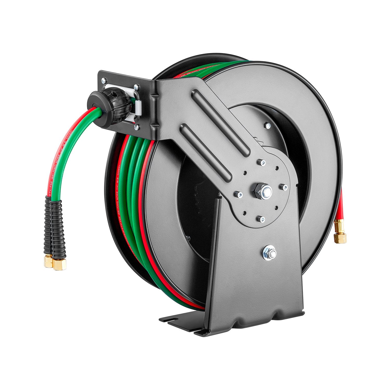 Retractable Welding Hose Reel, 1/4-Inch x 50FT Twin Oxygen Acetylene Rubber Hose Max 300PSI - T Grade, V952-HJRGJP50FTZDID1LEV0