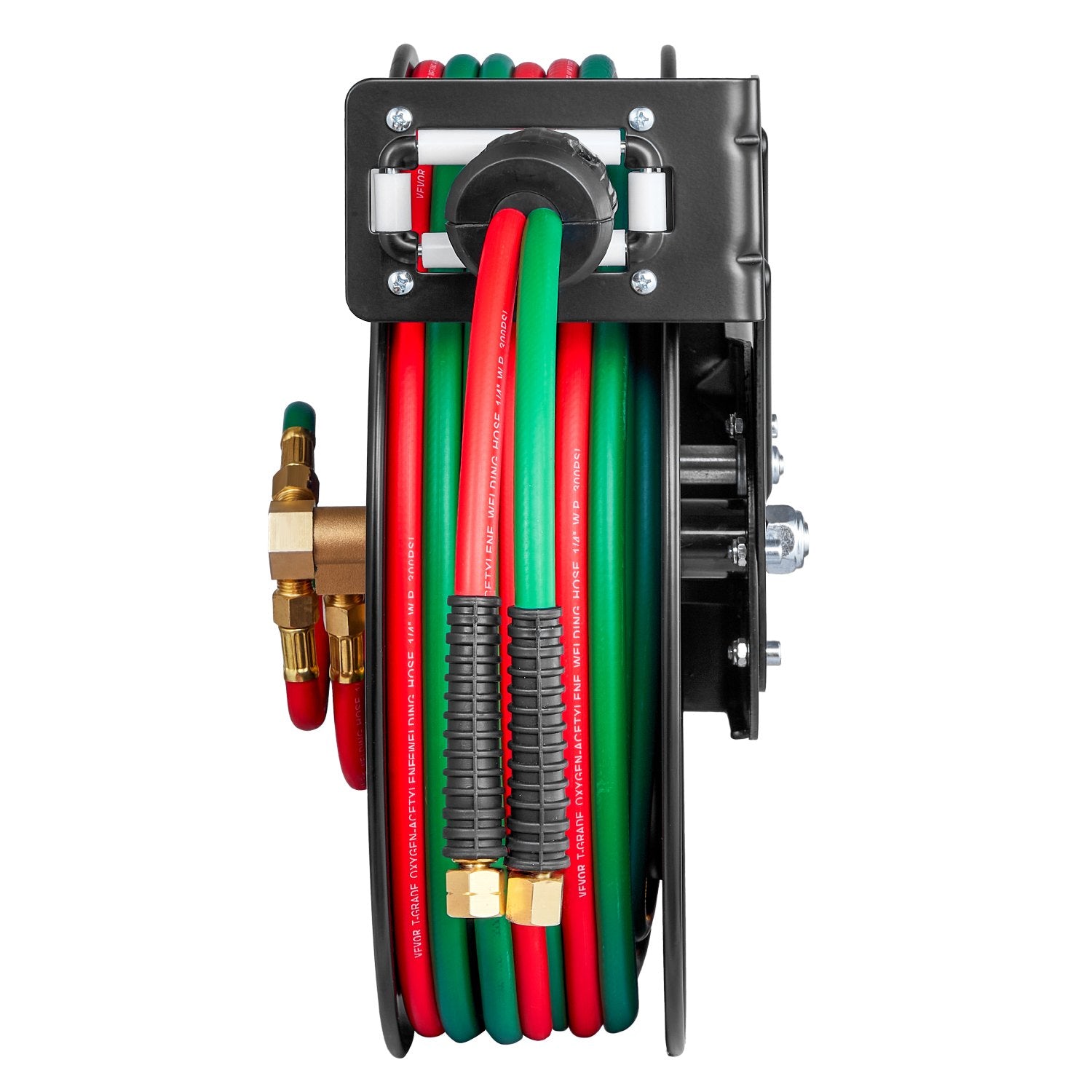 Retractable Welding Hose Reel, 1/4-Inch x 50FT Twin Oxygen Acetylene Rubber Hose Max 300PSI - T Grade, V952-HJRGJP50FTZDID1LEV0