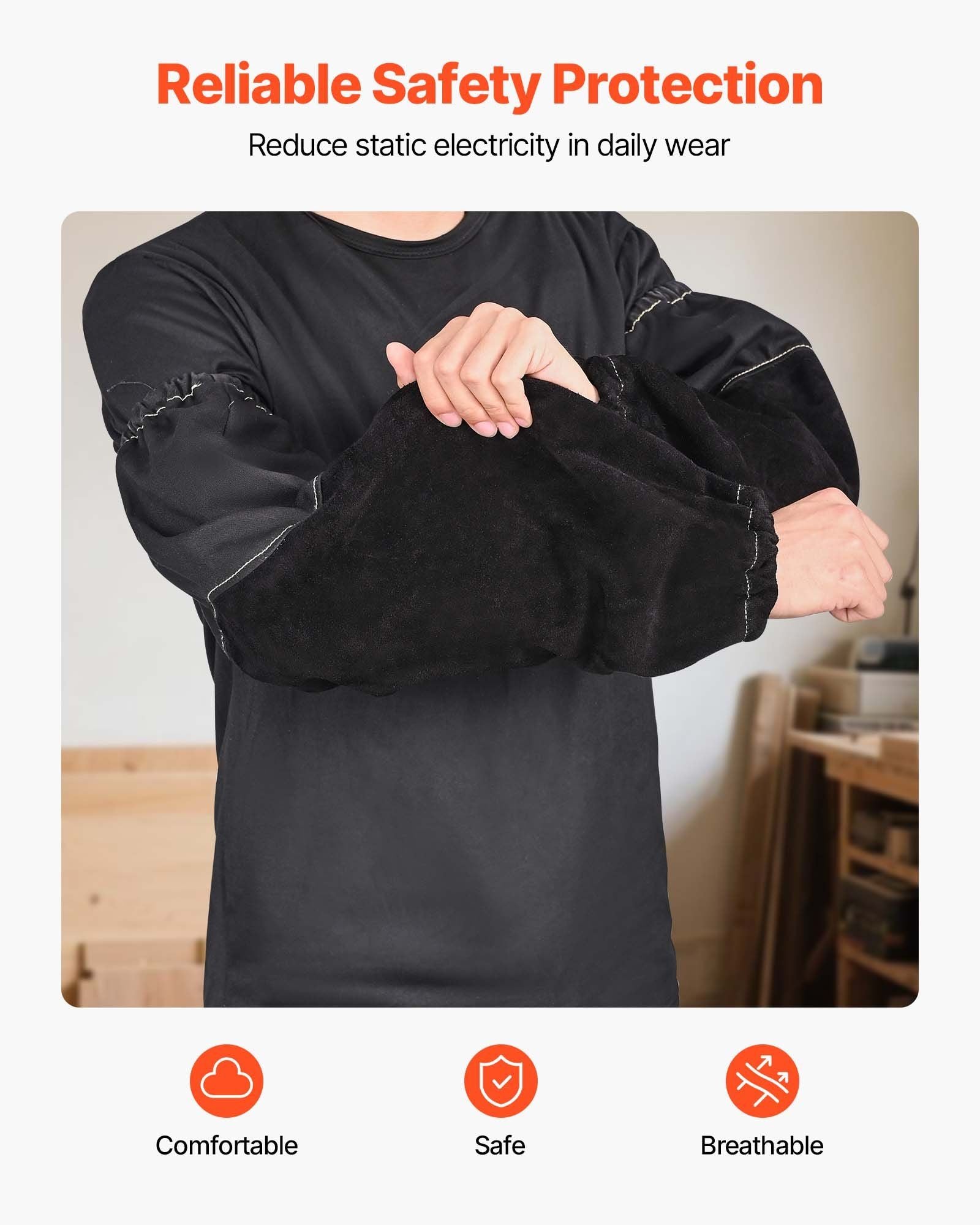 Flame Resistant Welding Work Sleeves, Heavy Duty Cowhide Leather & FR Cotton Arm Protection Sleeves for Men V952-HJTXTXNPCMCP9M0S6001V0