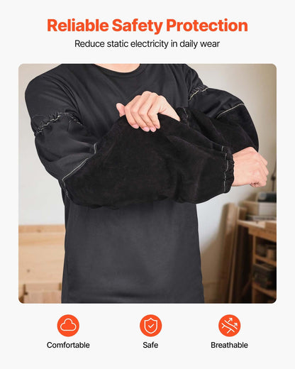 Flame Resistant Welding Work Sleeves, Heavy Duty Cowhide Leather & FR Cotton Arm Protection Sleeves for Men V952-HJTXTXNPCMCP9M0S6001V0