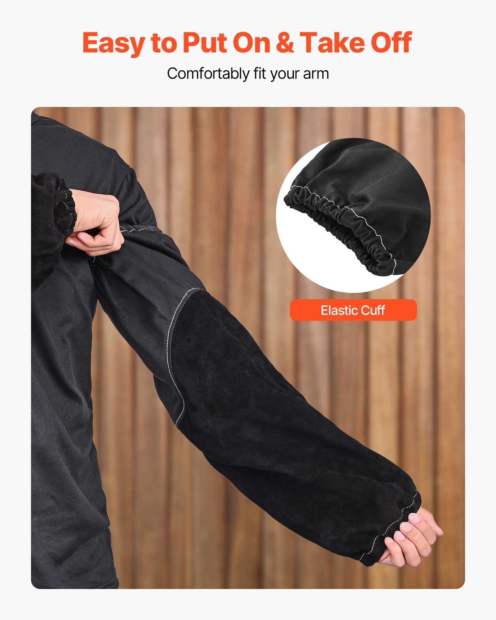 Flame Resistant Welding Work Sleeves, Heavy Duty Cowhide Leather & FR Cotton Arm Protection Sleeves for Men V952-HJTXTXNPCMCP9M0S6001V0