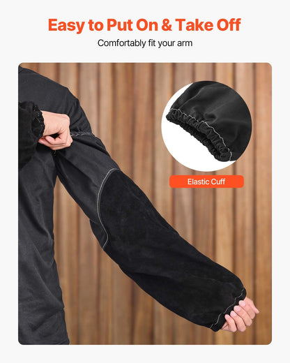 Flame Resistant Welding Work Sleeves, Heavy Duty Cowhide Leather & FR Cotton Arm Protection Sleeves for Men V952-HJTXTXNPCMCP9M0S6001V0