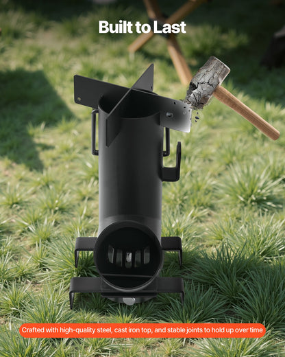 Camping Rocket Stove, Wood Burning Portable Rocket Stove with Carrying Bag for Backpacking, Carbon Steel, V952-HJXLYLTGBKZDOXBBO001V0