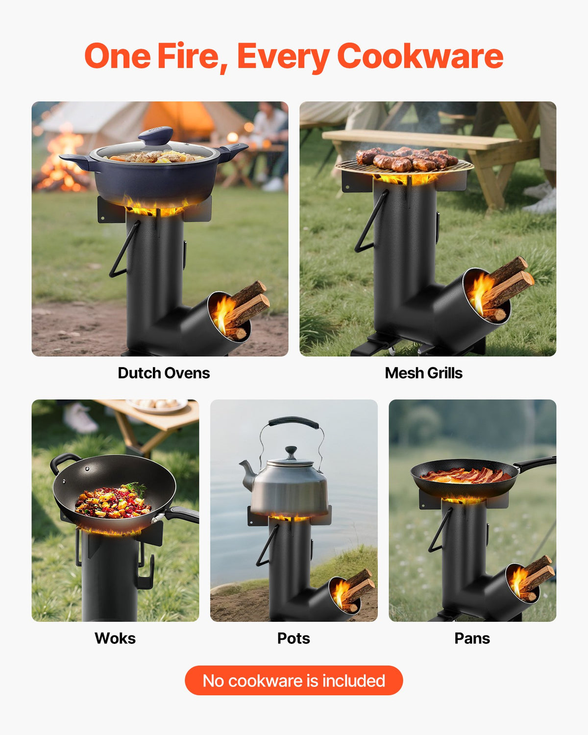 Camping Rocket Stove, Wood Burning Portable Rocket Stove with Carrying Bag for Backpacking, Carbon Steel, V952-HJXLYLTGBKZDOXBBO001V0