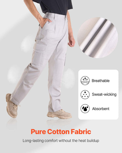 FR Pants for Men, 100% Cotton, Flame-Resistant Cargo Pants with Multi-Pockets and Elastic Waist, Reinforced V952-HJZRKZCMHSMM3TPT8001V0