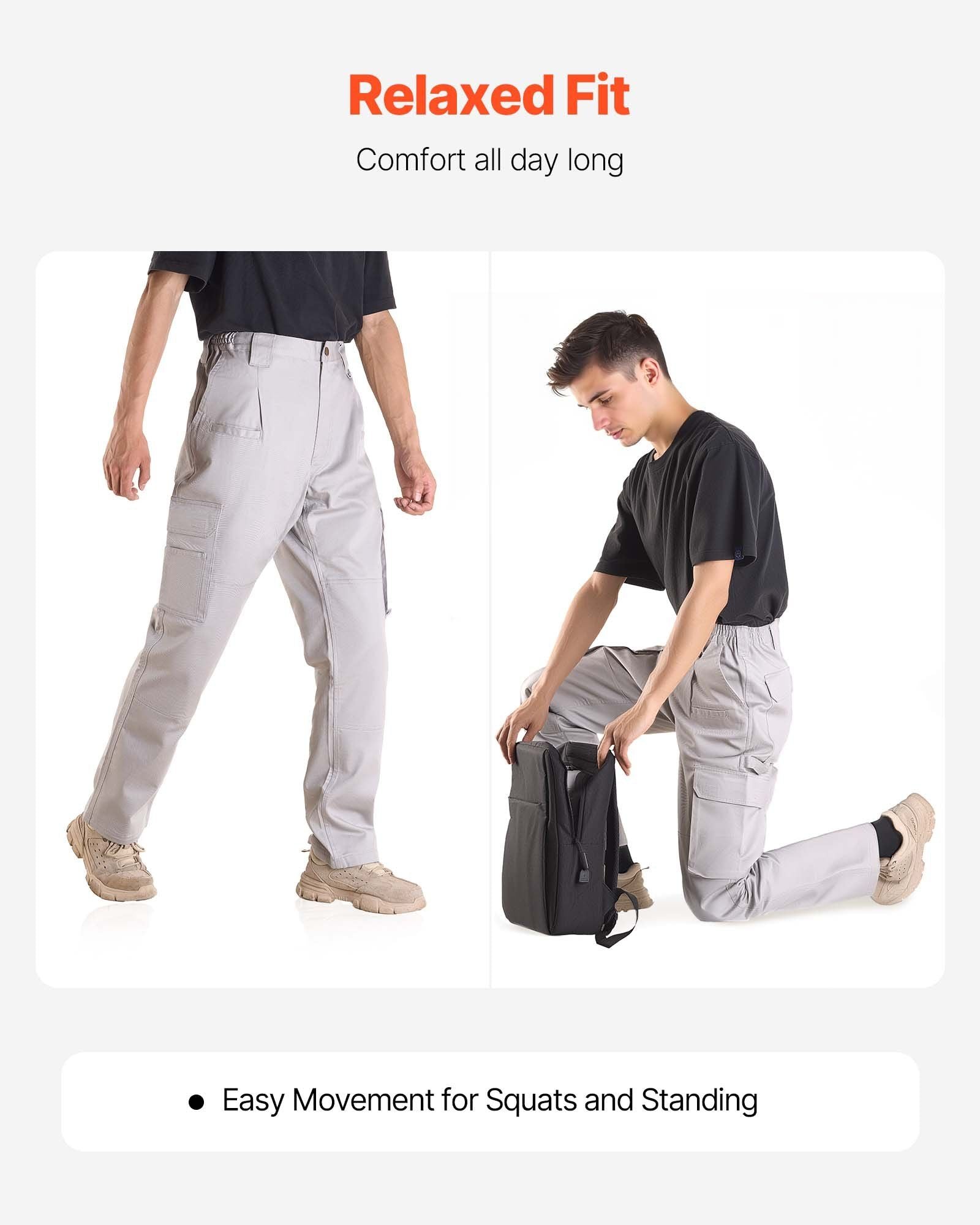 FR Pants for Men, 100% Cotton, Flame-Resistant Cargo Pants with Multi-Pockets and Elastic Waist, Reinforced V952-HJZRKZCMHSMM3TPT8001V0