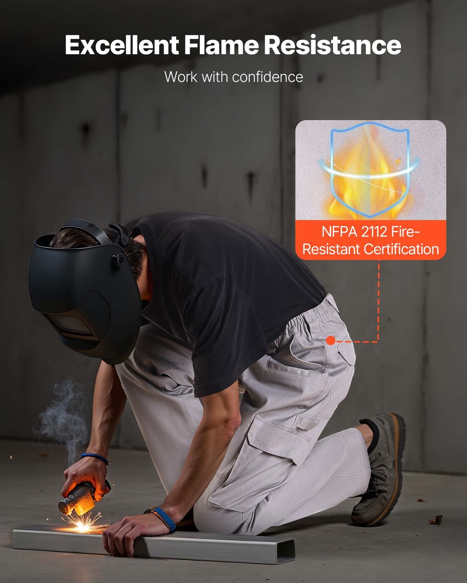 FR Pants for Men, 100% Cotton, Flame-Resistant Cargo Pants with Multi-Pockets and Elastic Waist, Reinforced V952-HJZRKZCMHSMM3TPT8001V0