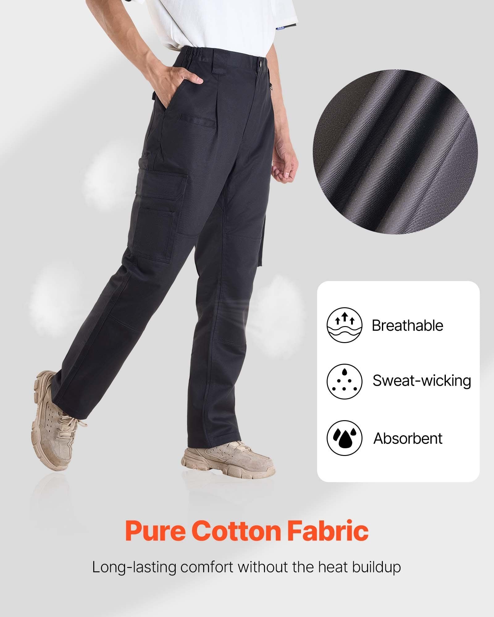 FR Pants for Men, 100% Cotton, Flame-Resistant Cargo Pants with Multi-Pockets and Elastic Waist, Reinforced V952-HJZRKZCMHSMMZRHQG001V0