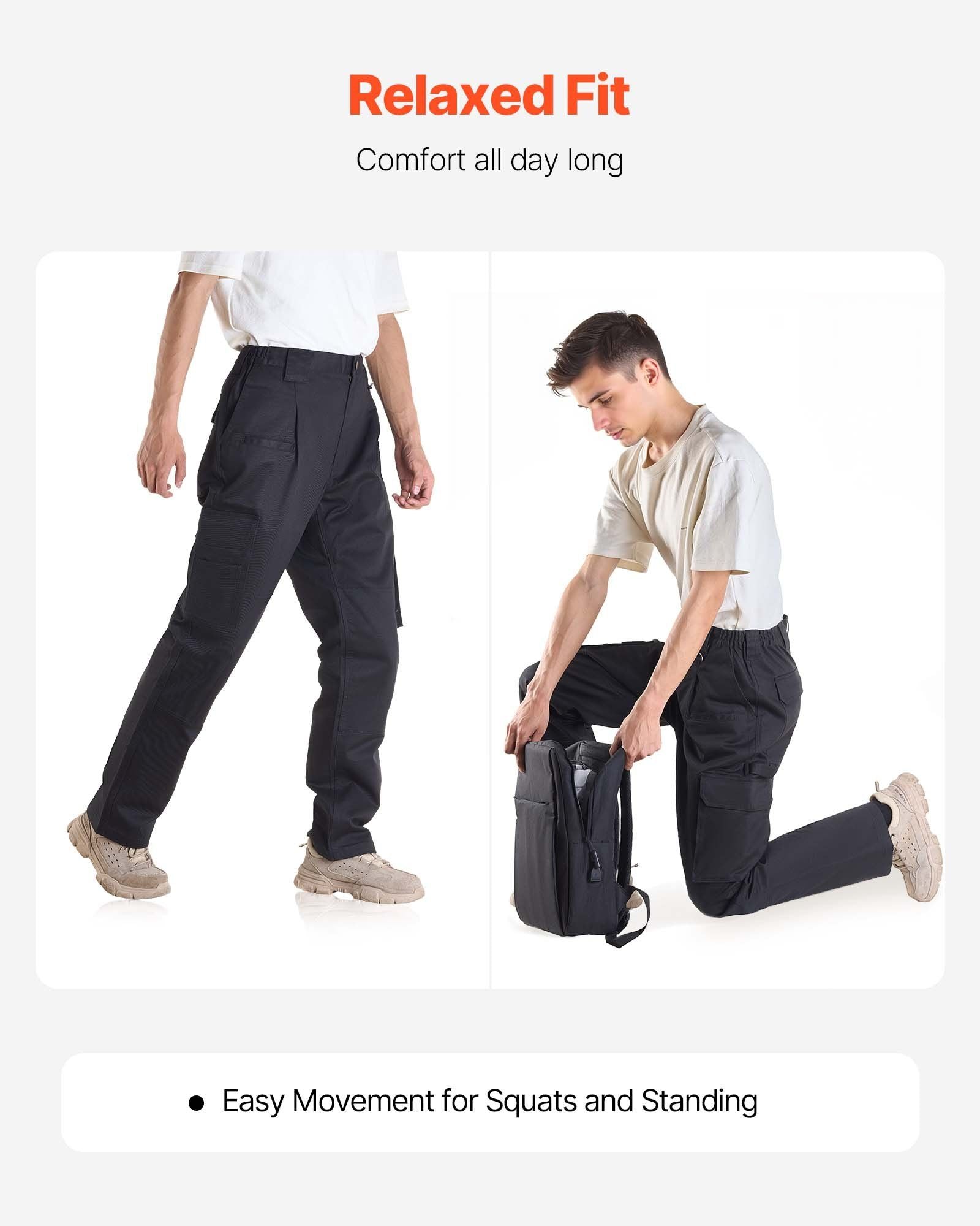 FR Pants for Men, 100% Cotton, Flame-Resistant Cargo Pants with Multi-Pockets and Elastic Waist, Reinforced V952-HJZRKZCMHSMMZRHQG001V0