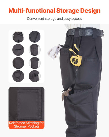 FR Pants for Men, 100% Cotton, Flame-Resistant Cargo Pants with Multi-Pockets and Elastic Waist, Reinforced V952-HJZRKZCMHSMMZRHQG001V0