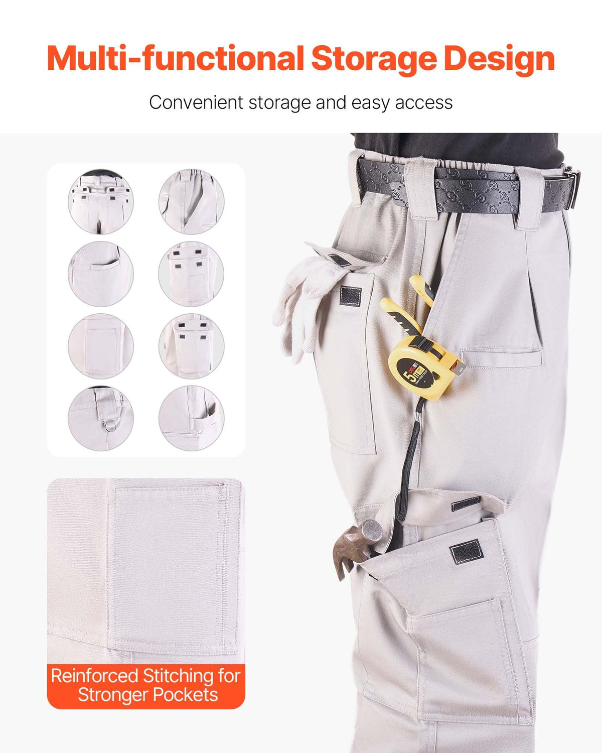 FR Pants for Men, 100% Cotton, Flame-Resistant Cargo Pants with Multi-Pockets and Elastic Waist, Reinforced V952-HJZRKZCMHSXX1T37I001V0