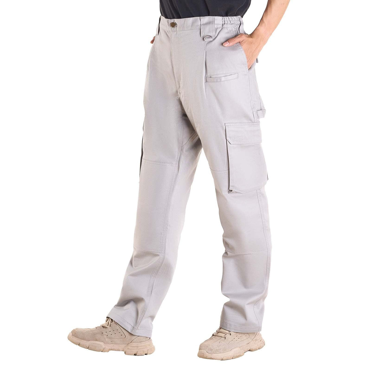 FR Pants for Men, 100% Cotton, Flame-Resistant Cargo Pants with Multi-Pockets and Elastic Waist, Reinforced V952-HJZRKZCMHSXX1T37I001V0