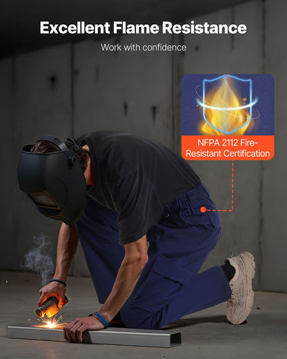 FR Pants for Men, 100% Cotton, Flame-Resistant Cargo Pants with Multi-Pockets and Elastic Waist, Reinforced V952-HJZRKZCMSLSMS20ED001V0