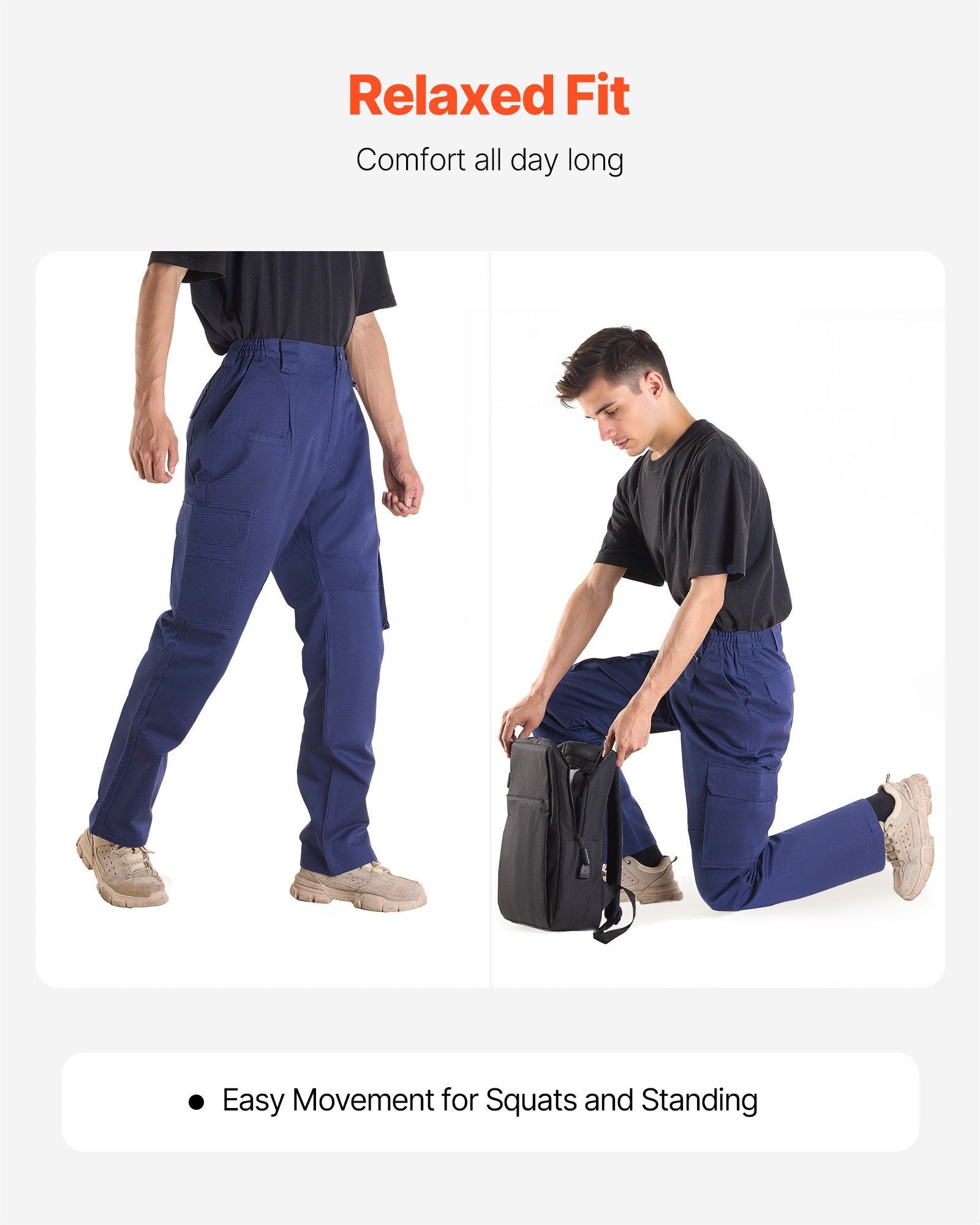 FR Pants for Men, 100% Cotton, Flame-Resistant Cargo Pants with Multi-Pockets and Elastic Waist, Reinforced V952-HJZRKZCMSLSX5R8OA001V0