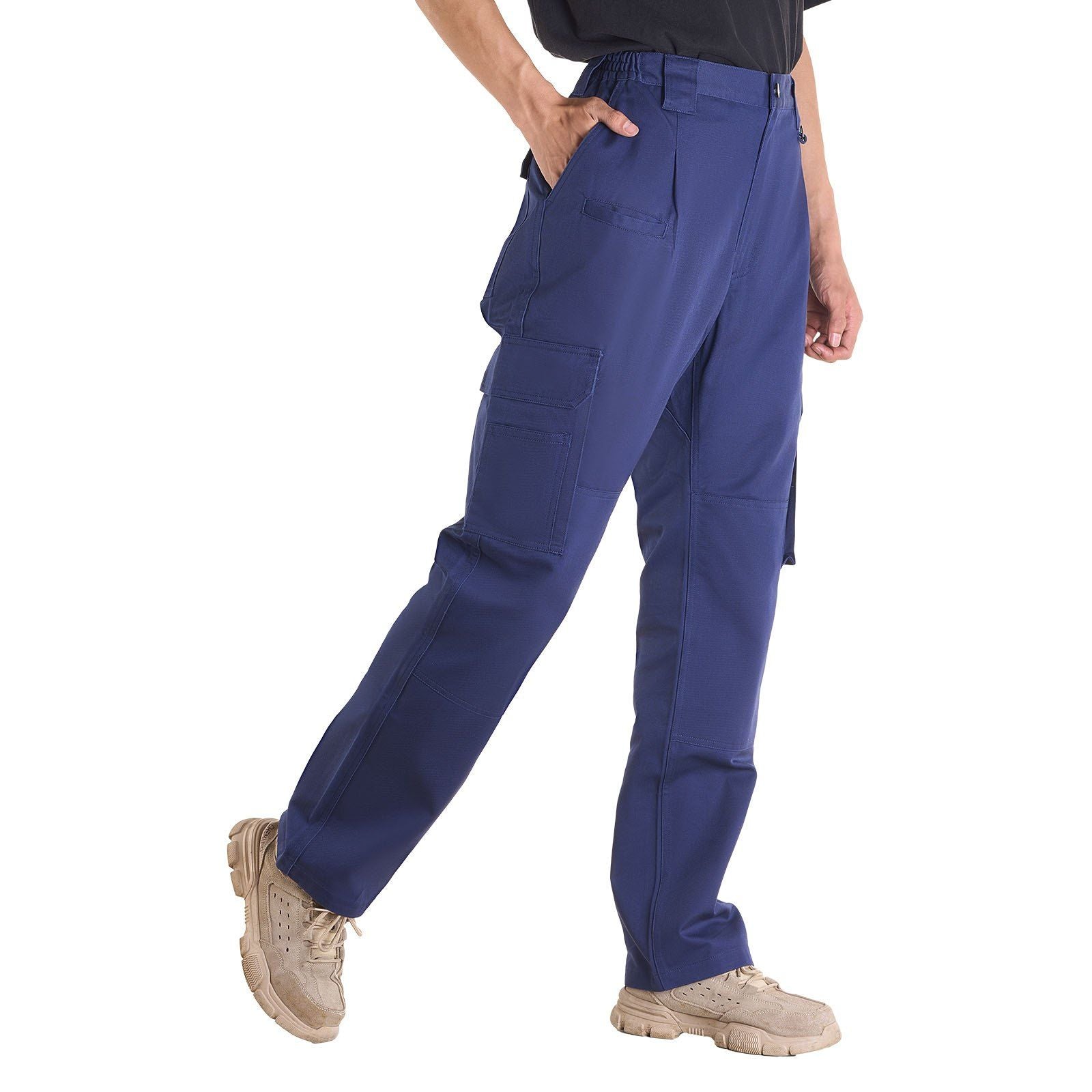 FR Pants for Men, 100% Cotton, Flame-Resistant Cargo Pants with Multi-Pockets and Elastic Waist, Reinforced V952-HJZRKZCMSLSX5R8OA001V0