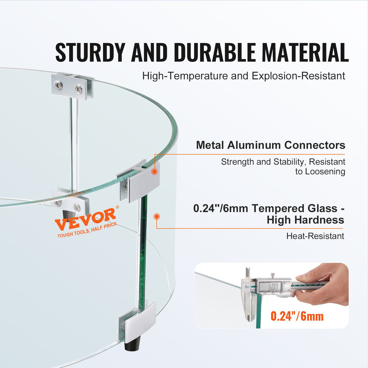 Fire Pit Wind Guard, 740 x 214mm Round Glass Flame Shield, 6mm Thick Fire Table Accessory, Clear Tempered V952-HKFFZGHBLYX8YM3ZUV0