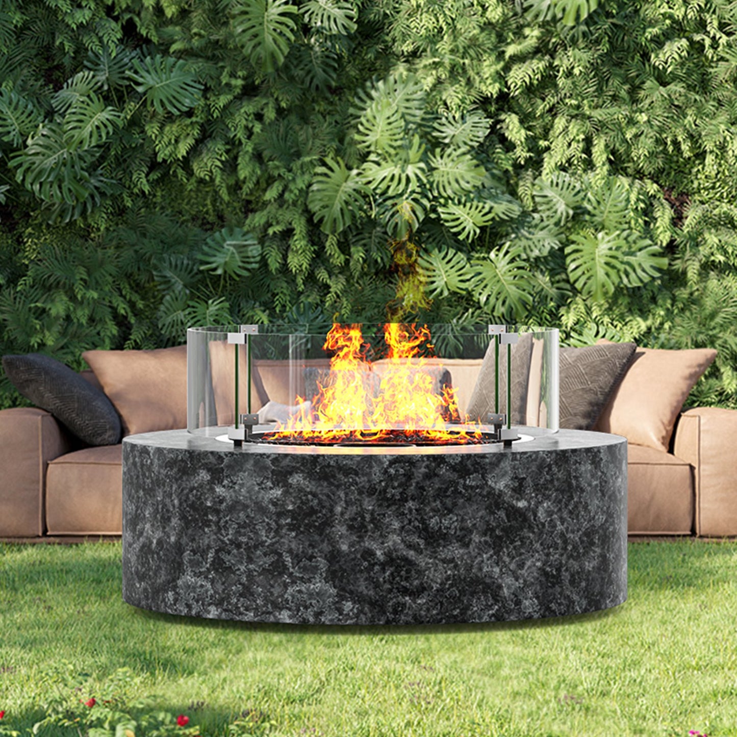 Fire Pit Wind Guard, 740 x 214mm Round Glass Flame Shield, 6mm Thick Fire Table Accessory, Clear Tempered V952-HKFFZGHBLYX8YM3ZUV0