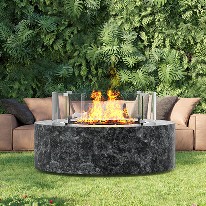 Fire Pit Wind Guard, 740 x 214mm Round Glass Flame Shield, 6mm Thick Fire Table Accessory, Clear Tempered V952-HKFFZGHBLYX8YM3ZUV0