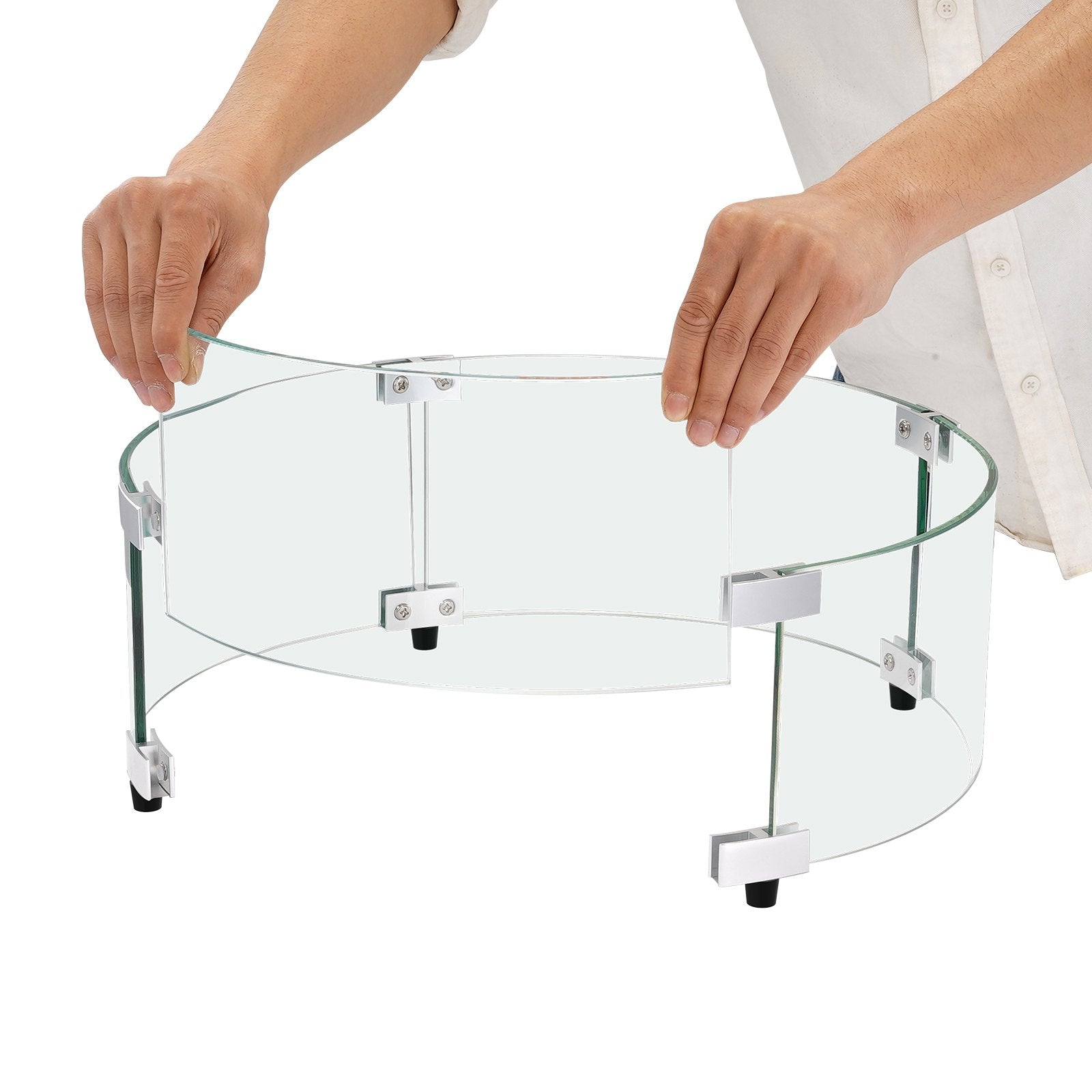 Fire Pit Wind Guard, 740 x 214mm Round Glass Flame Shield, 6mm Thick Fire Table Accessory, Clear Tempered V952-HKFFZGHBLYX8YM3ZUV0