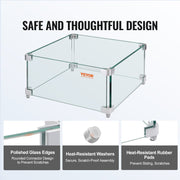 Gas Fire Pit Wind Guard for Square Fire Table, 380 x 380 x 180 mm Clear Tempered Wind Guard for Firepits, 8mm V952-HKFFZGHBLZFX8PISWV0