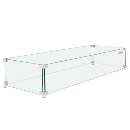 Gas Fire Pit Wind Guard for Square Fire Table, 595 x 190 x 165 mm Clear Tempered Wind Guard for Firepits, 8mm V952-HKFFZGHBLZFXHZGELV0