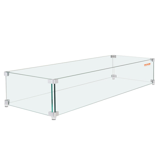 Gas Fire Pit Wind Guard for Square Fire Table, 595 x 190 x 165 mm Clear Tempered Wind Guard for Firepits, 8mm V952-HKFFZGHBLZFXHZGELV0