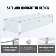 Gas Fire Pit Wind Guard for Square Fire Table, 595 x 190 x 165 mm Clear Tempered Wind Guard for Firepits, 8mm V952-HKFFZGHBLZFXHZGELV0