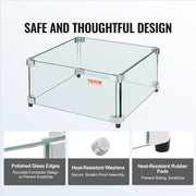 Gas Fire Pit Wind Guard for Square Fire Table, 543 x 543 x 191 mm Clear Tempered Wind Guard for Firepits, 8mm V952-HKFFZGHBLZFXI4JMNV0