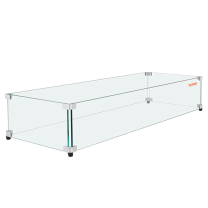 Glass Wind Guard for Rectangular Fire Pit Table 748 x 340 x 165 mm, 8mm Thick and Sturdy Tempered Glass Panel V952-HKFFZGHBLZFXSC3QFV0