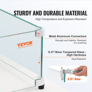 Glass Wind Guard for Rectangular Fire Pit Table 748 x 340 x 165 mm, 8mm Thick and Sturdy Tempered Glass Panel V952-HKFFZGHBLZFXSC3QFV0