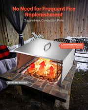 Fire Pit Heat Deflector, 645x645x370 mm Square Outdoor Burner Cover, Stainless Steel Bonfire Camping Wood V952-HKGRZFX25YC0ER15N001V0