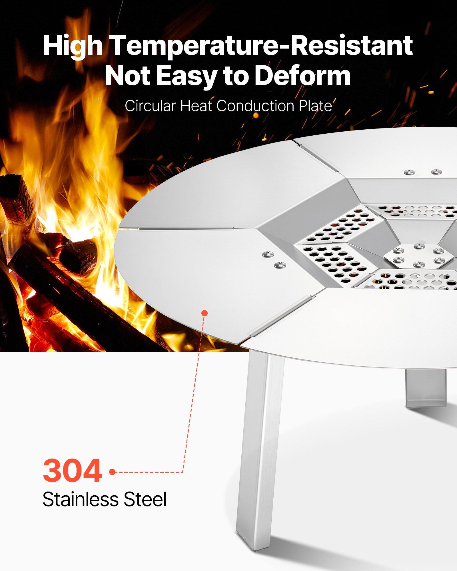 Fire Pit Heat Deflector for Solo Stove Ranger, 508 mm Round for Wood Burning Fire Pit, 304 Stainless Steel V952-HKGRZYX20YC0WHO09001V0