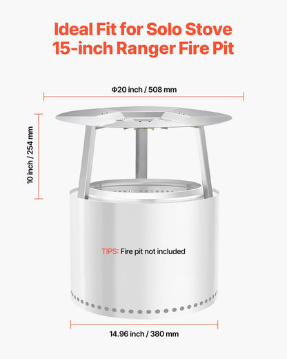 Fire Pit Heat Deflector for Solo Stove Ranger, 508 mm Round for Wood Burning Fire Pit, 304 Stainless Steel V952-HKGRZYX20YC0WHO09001V0