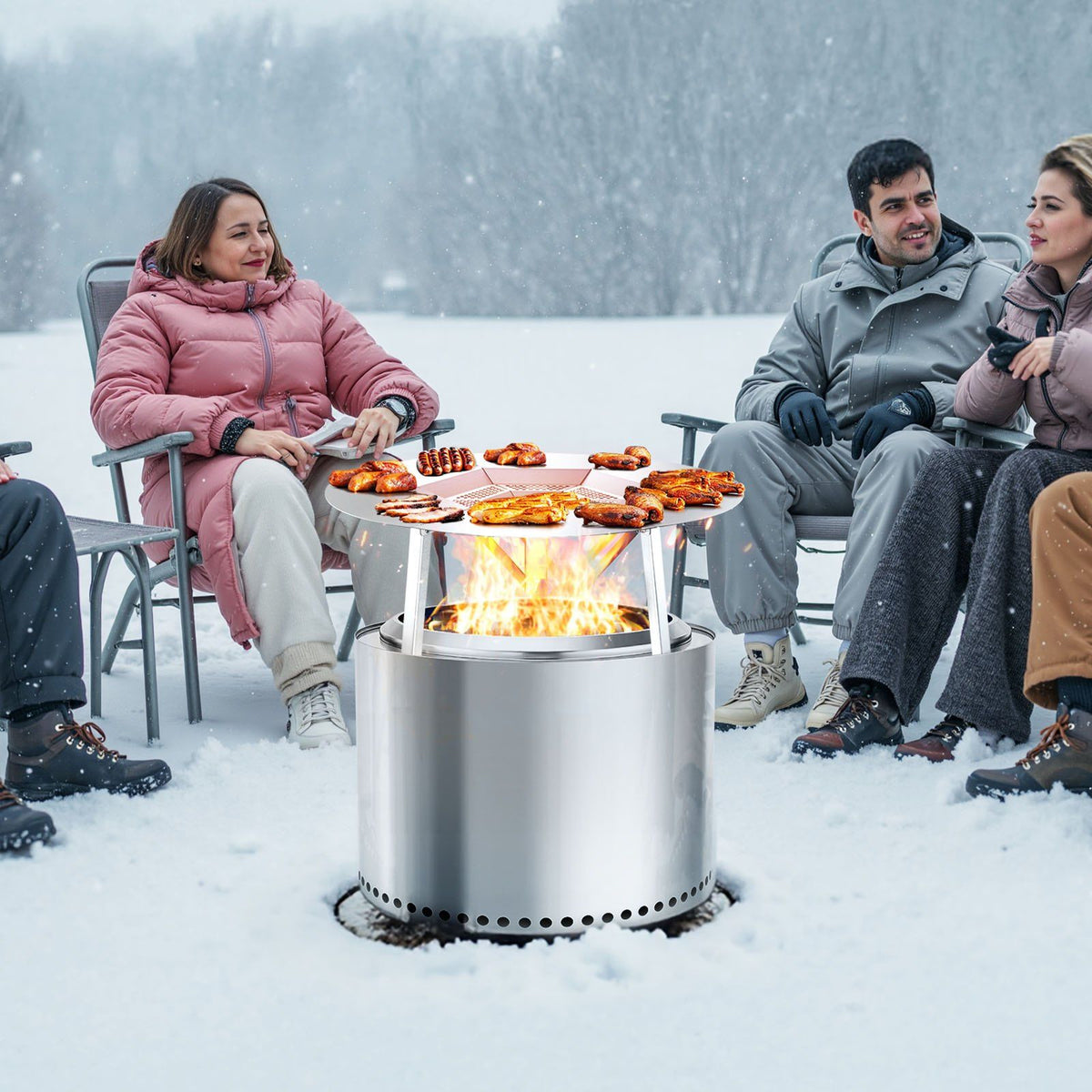 Fire Pit Heat Deflector for Solo Stove Yukon, 635 mm Bonfire Round for Wood Burning Fire Pit, 304 Stainless V952-HKGRZYX25YC038CGP001V0