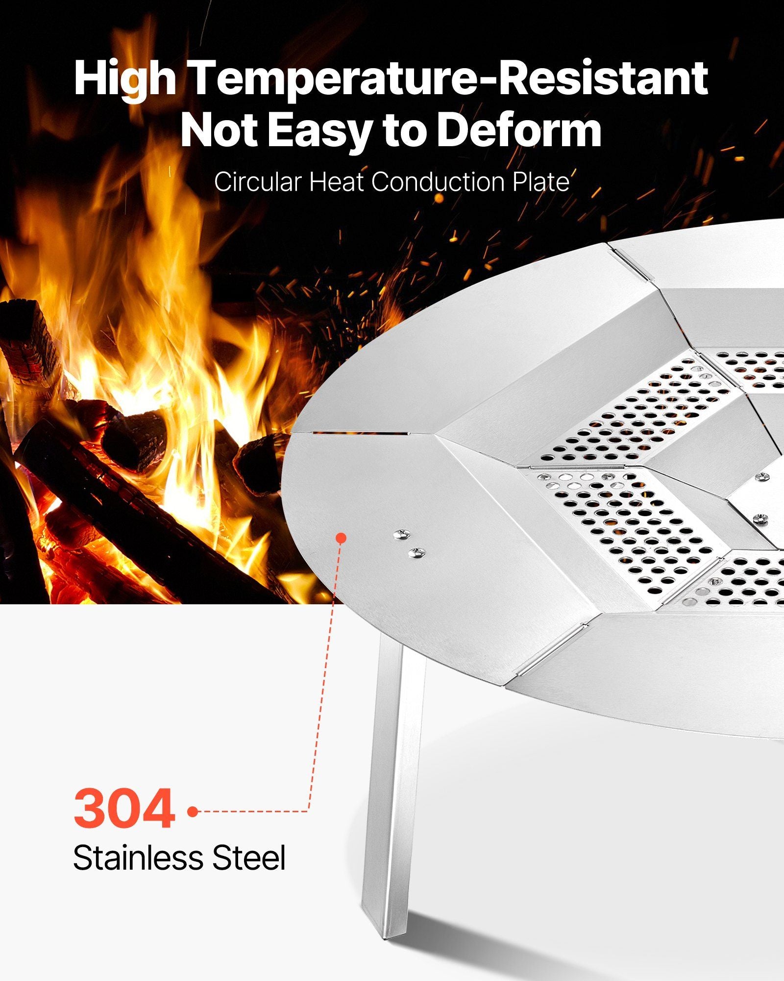 Fire Pit Heat Deflector for Solo Stove Yukon, 685.8 mm Bonfire Round for Wood Burning Fire Pit, 304 Stainless V952-HKGRZYX27YC0I1KFL001V0