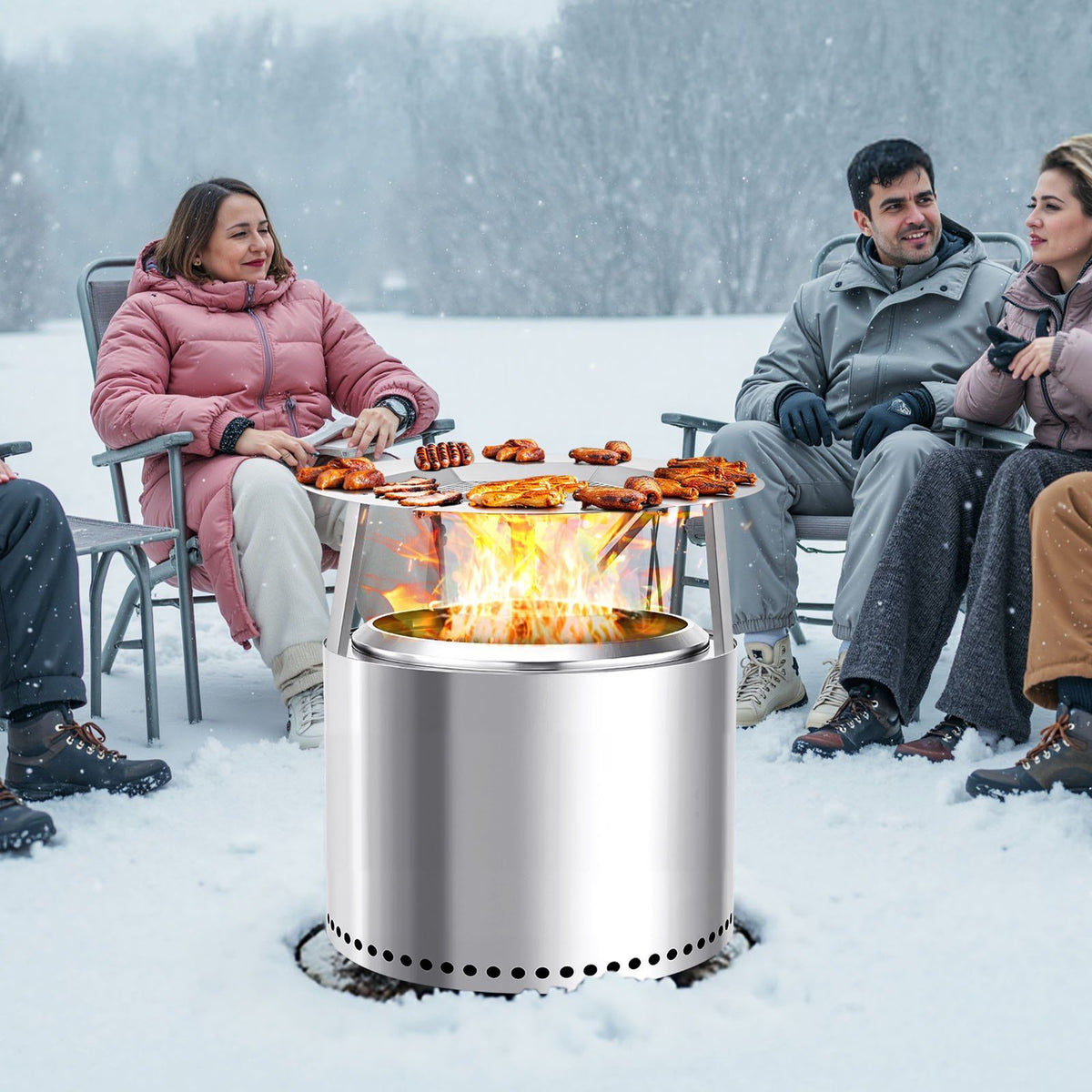 Fire Pit Heat Deflector for Solo Stove Yukon, 685.8 mm Bonfire Round for Wood Burning Fire Pit, 304 Stainless V952-HKGRZYX27YC0I1KFL001V0